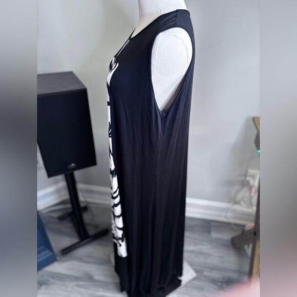 Comfy USA Black and White Midi Dress Size Large - Picture 6 of 7